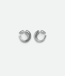 Bottega Veneta Sardine Hoop Earrings Silver Discount