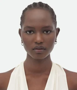 Bottega Veneta Sardine Hoop Earrings Silver Discount