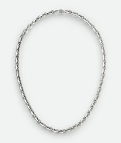 Bottega Veneta Shape Chain Necklace Silver New