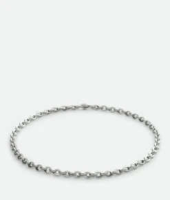 Bottega Veneta Shape Chain Necklace Silver New