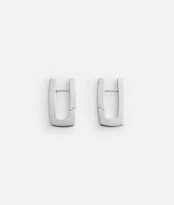Bottega Veneta Shape Hoop Earrings Silver Outlet