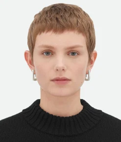Bottega Veneta Shape Hoop Earrings Silver Outlet