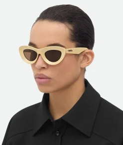 Bottega Veneta Sharp Cat Eye Sunglasses Yellow/brown Outlet