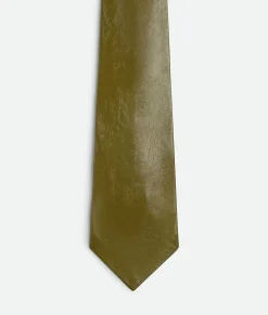 Bottega Veneta Shiny Leather Tie Olive Clearance