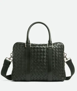 Bottega Veneta Slim Intrecciato Briefcase Dark green Online