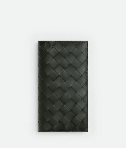 Bottega Veneta Slim Intrecciato Long Wallet Dark green Online