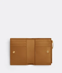 Bottega Veneta Small Cassette Bi-Fold Zip Wallet Camel