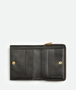Bottega Veneta Small Cassette Bi-Fold Zip Wallet Black Online