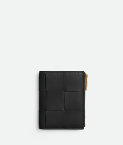 Bottega Veneta Small Cassette Bi-Fold Zip Wallet Black Online