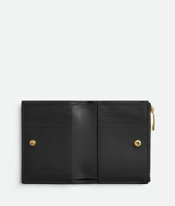 Bottega Veneta Small Cassette Bi-Fold Zip Wallet Black Online