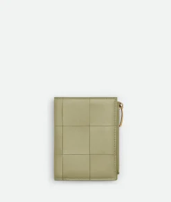 Bottega Veneta Small Cassette Bi-Fold Zip Wallet Travertine Best