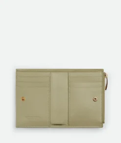 Bottega Veneta Small Cassette Bi-Fold Zip Wallet Travertine Best