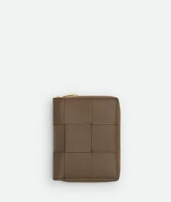 Bottega Veneta Small Cassette Compact Zip Around Wallet Taupe grey Best