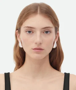 Bottega Veneta Small Drop Earrings Silver New