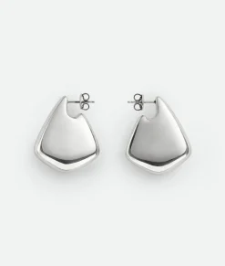 Bottega Veneta Small Fin Earrings Silver Clearance