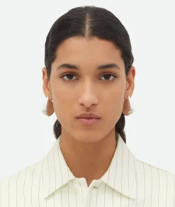 Bottega Veneta Small Fin Earrings Silver Clearance