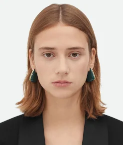 Bottega Veneta Small Fin Earrings Dark green Outlet