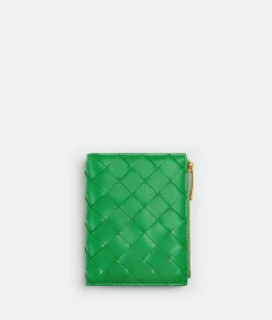 Bottega Veneta Small Intrecciato Bi-Fold Zip Wallet Parakeet Best