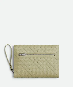Bottega Veneta Small Intrecciato Document Case With Wristlet Travertine Online