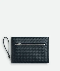 Bottega Veneta Small Intrecciato Document Case With Wristlet Shadow Hot