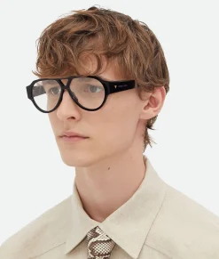 Bottega Veneta Soft Aviator Sunglasses Black/transparent Outlet