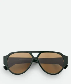Bottega Veneta Soft Aviator Sunglasses Green/brown Online