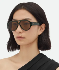 Bottega Veneta Soft Aviator Sunglasses Green/brown Online