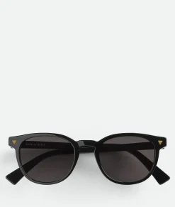 Bottega Veneta Soft Recycled Acetate Panthos Sunglasses Black / Grey Clearance