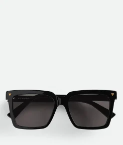Bottega Veneta Soft Recycled Acetate Square Sunglasses Black / Grey Best