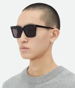 Bottega Veneta Soft Recycled Acetate Square Sunglasses Black / Grey Best