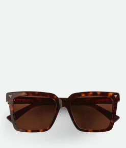 Bottega Veneta Soft Recycled Acetate Square Sunglasses Havana / Brown Best