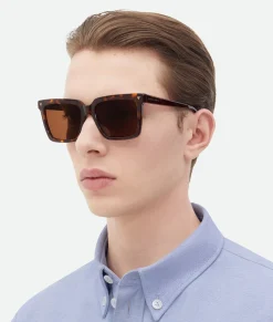 Bottega Veneta Soft Recycled Acetate Square Sunglasses Havana / Brown Best