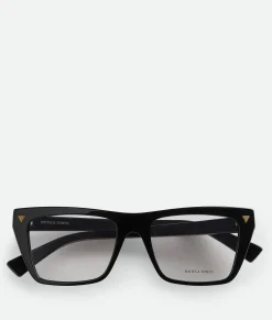 Bottega Veneta Soft Recycled Acetate Square Eyeglasses Black/transparent Discount