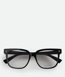 Bottega Veneta Soft Recycled Acetate Square Eyeglasses Black/transparent