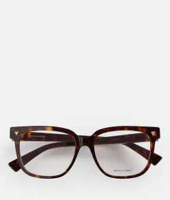 Bottega Veneta Soft Recycled Acetate Square Eyeglasses Havana/transparent Hot