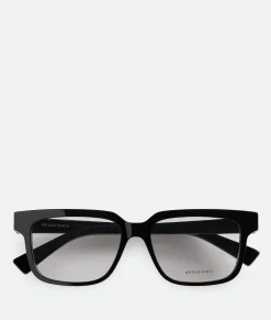 Bottega Veneta Soft Recycled Acetate Square Eyeglasses Black/transparent