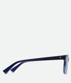 Bottega Veneta Soft Recycled Acetate Square Eyeglasses Blue / Transparent New