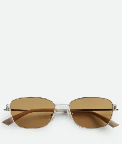 Bottega Veneta Split Rectangular Sunglasses Silver/brown Clearance