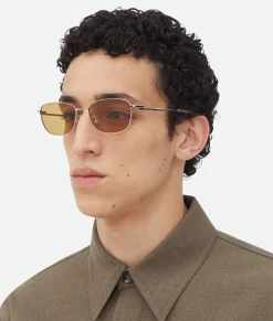 Bottega Veneta Split Rectangular Sunglasses Silver/brown Clearance