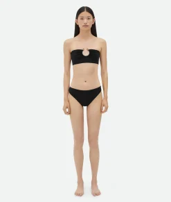 Bottega Veneta Stretch Nylon Bikini With Knot Ring Black Outlet