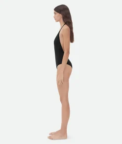 Bottega Veneta Stretch Nylon Halter Neck Swimsuit Black Sale
