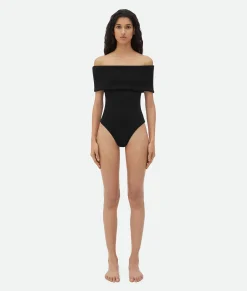 Bottega Veneta Stretch Nylon Off-The-Shoulder Swimsuit Black Sale