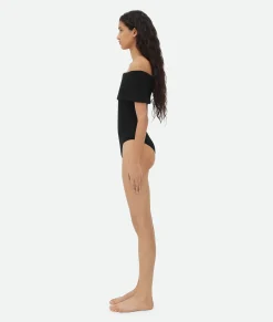 Bottega Veneta Stretch Nylon Off-The-Shoulder Swimsuit Black Sale