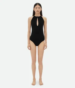 Bottega Veneta Stretch Nylon Swimsuit With Knot Detail At Neck Black Outlet