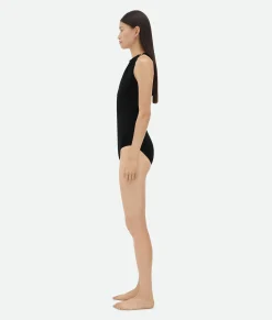 Bottega Veneta Stretch Nylon Swimsuit With Knot Detail At Neck Black Outlet