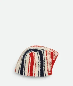 Bottega Veneta Striped Wool And Cashmere Hat Chalk/navy/vernis Online
