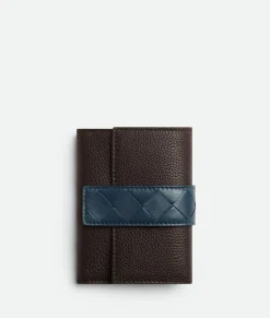 Bottega Veneta Tag Tri-Fold Zip Wallet Fondant / Deep blue / New sauge New
