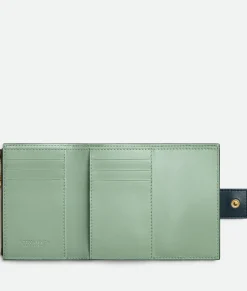 Bottega Veneta Tag Tri-Fold Zip Wallet Fondant / Deep blue / New sauge New