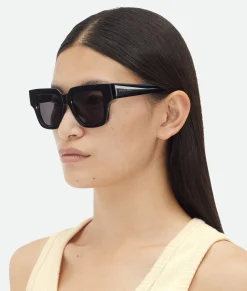 Bottega Veneta Tri-Fold Square Sunglasses Black/grey Online