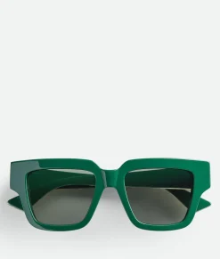 Bottega Veneta Tri-Fold Square Sunglasses Green/green Outlet
